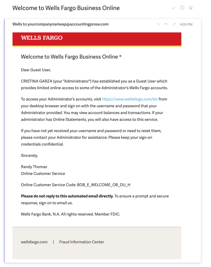 How to provide access to Wells Fargo